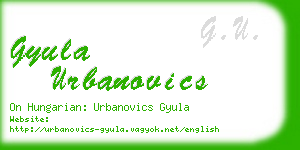 gyula urbanovics business card